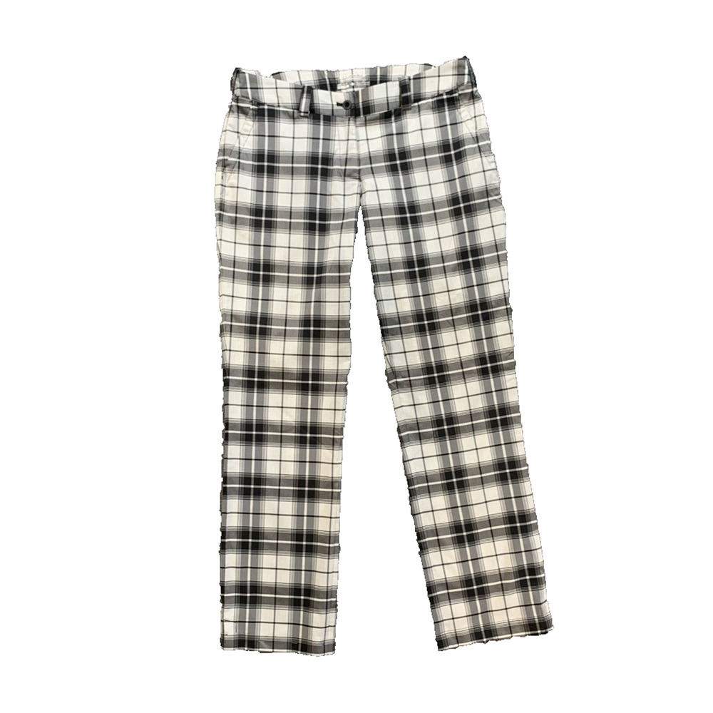 Nike Pants Womens 10 Shadow Black Golf Tour Performance Dri Fit Plaid Trousers